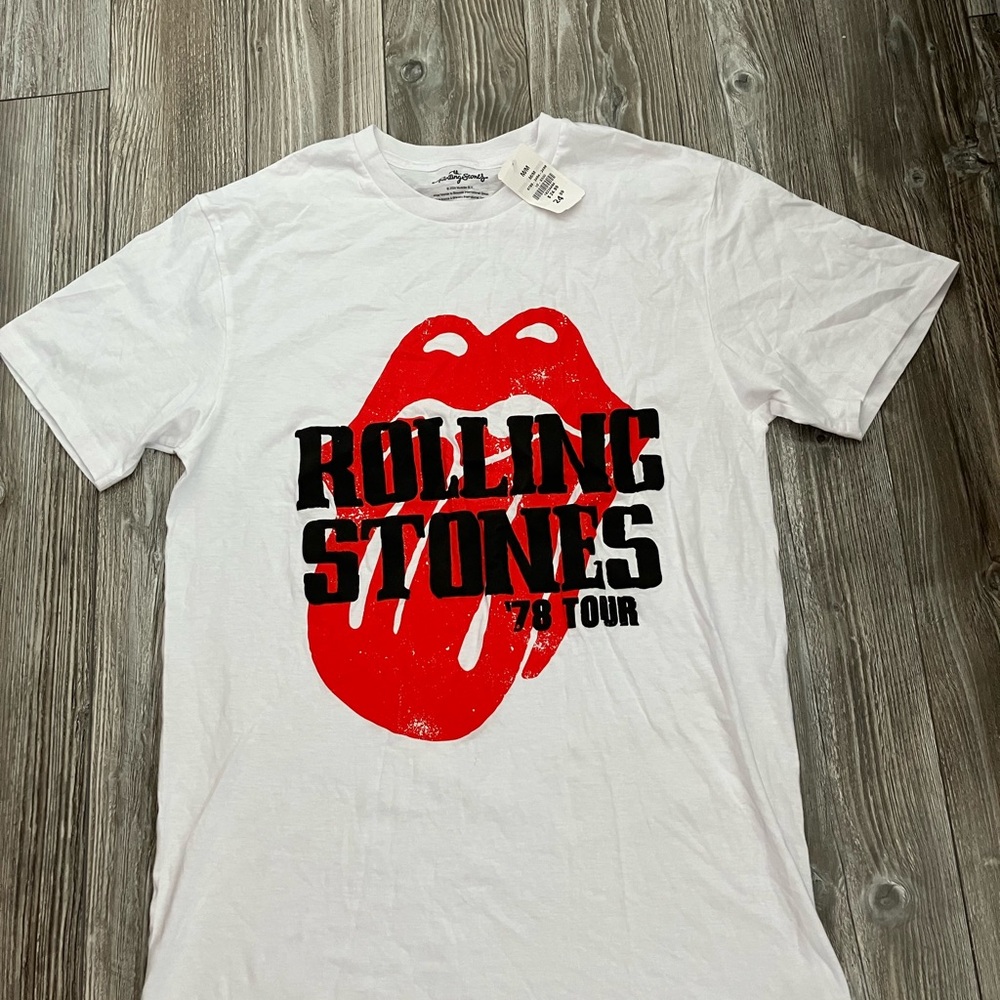 🌸 Rolling Stones White Tee with Red Tongue Logo